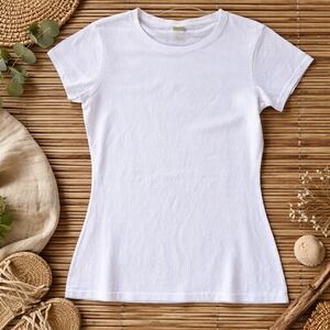 ONNO T-Shirt Womens XS White New Hemp Organic Cotton Sustainable Slim Crew Neck